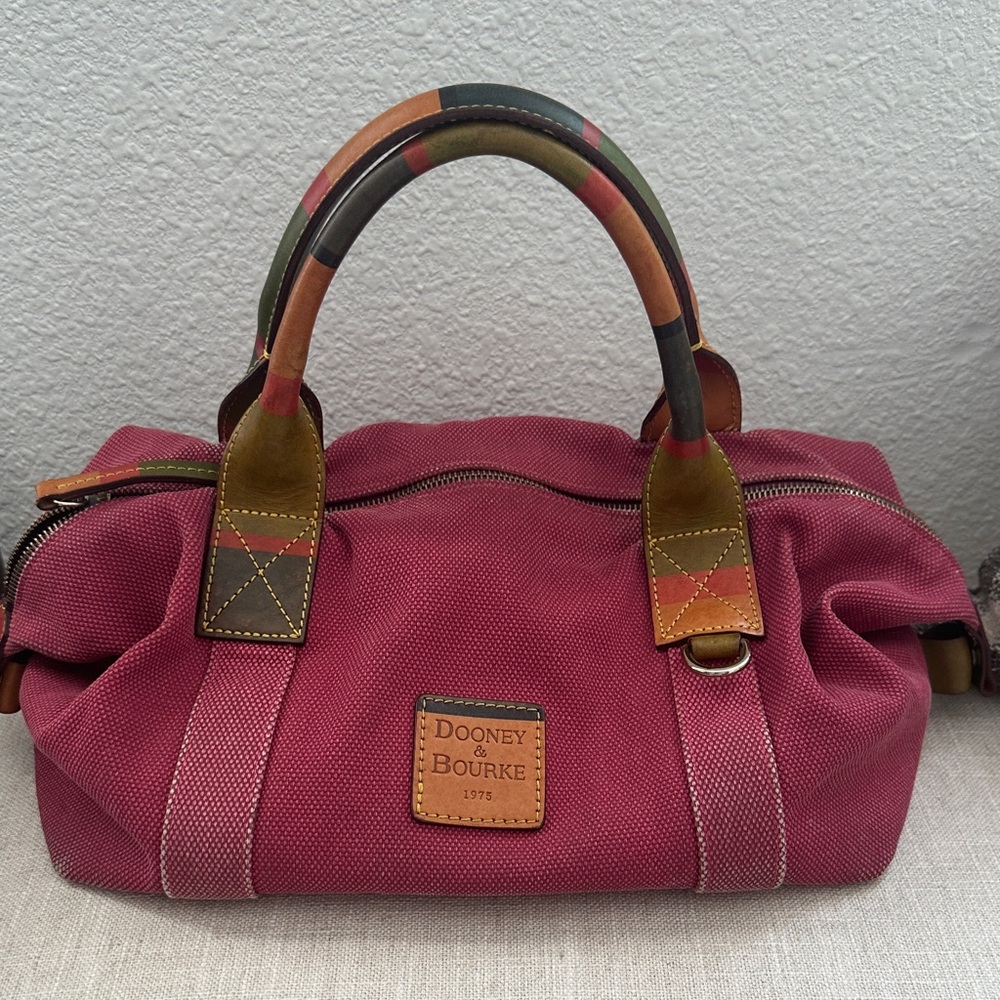 Dooney & Bourke Pink Distressed Canvas Satchel